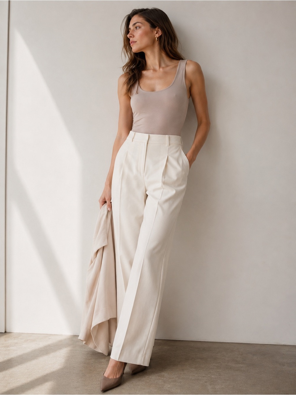 BANANA REPUBLIC Neutral Square-Neck Bodysuit Size Small
